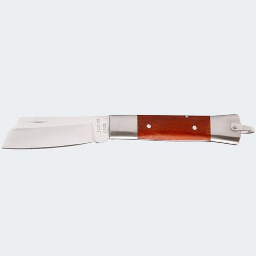 Cimo Stainless Steel Pocket Knife with Stainless Steel and Wood Handle and Sheath - 320/7 I M C/B