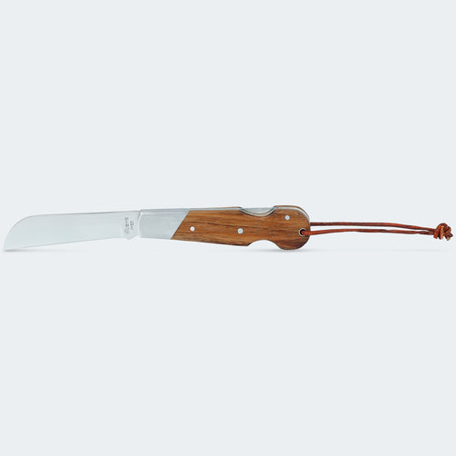 Cimo Stainless Steel Wood Handle Pocket Knife with Lock and Sheath - 450/7 SS C/B