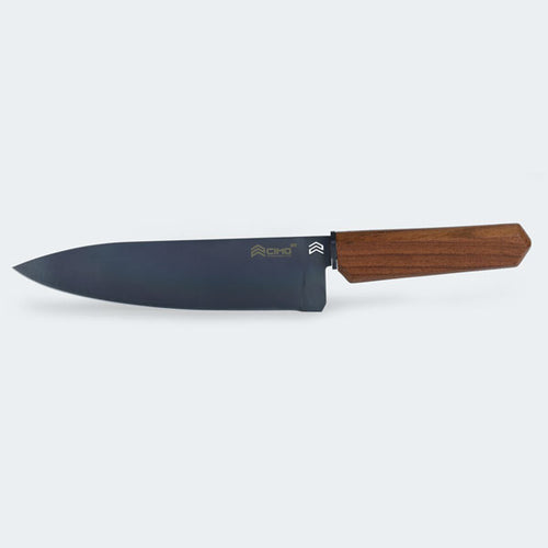 Cimo Oiti Chef Knife 8” Black Titanium Wooden Handle with Case – 3001/8-BTI E