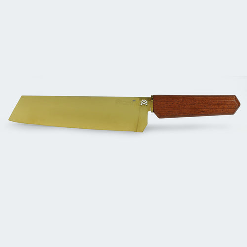 Cimo Oiti Santoku Knife 8” Gold Titanium Wood Handle with Case - 3003/8-GTI E