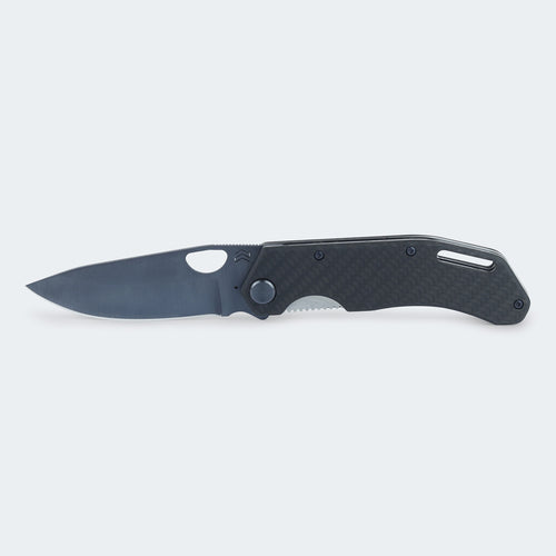 Cimo Eclipse Black Titanium Pocket Knife with Carbon Fiber Handle and Clip - EC85-BTI