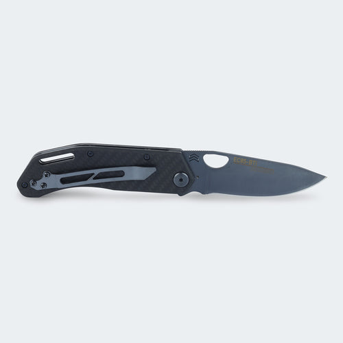 Cimo Eclipse Black Titanium Pocket Knife with Carbon Fiber Handle and Clip - EC85-BTI