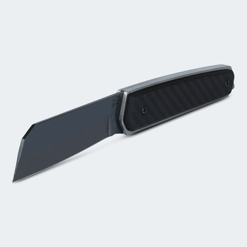 Cimo Razor Black Titanium Carbon Fiber Handle Pocket Knife with Clip - NV59CLIP-FC-BTI