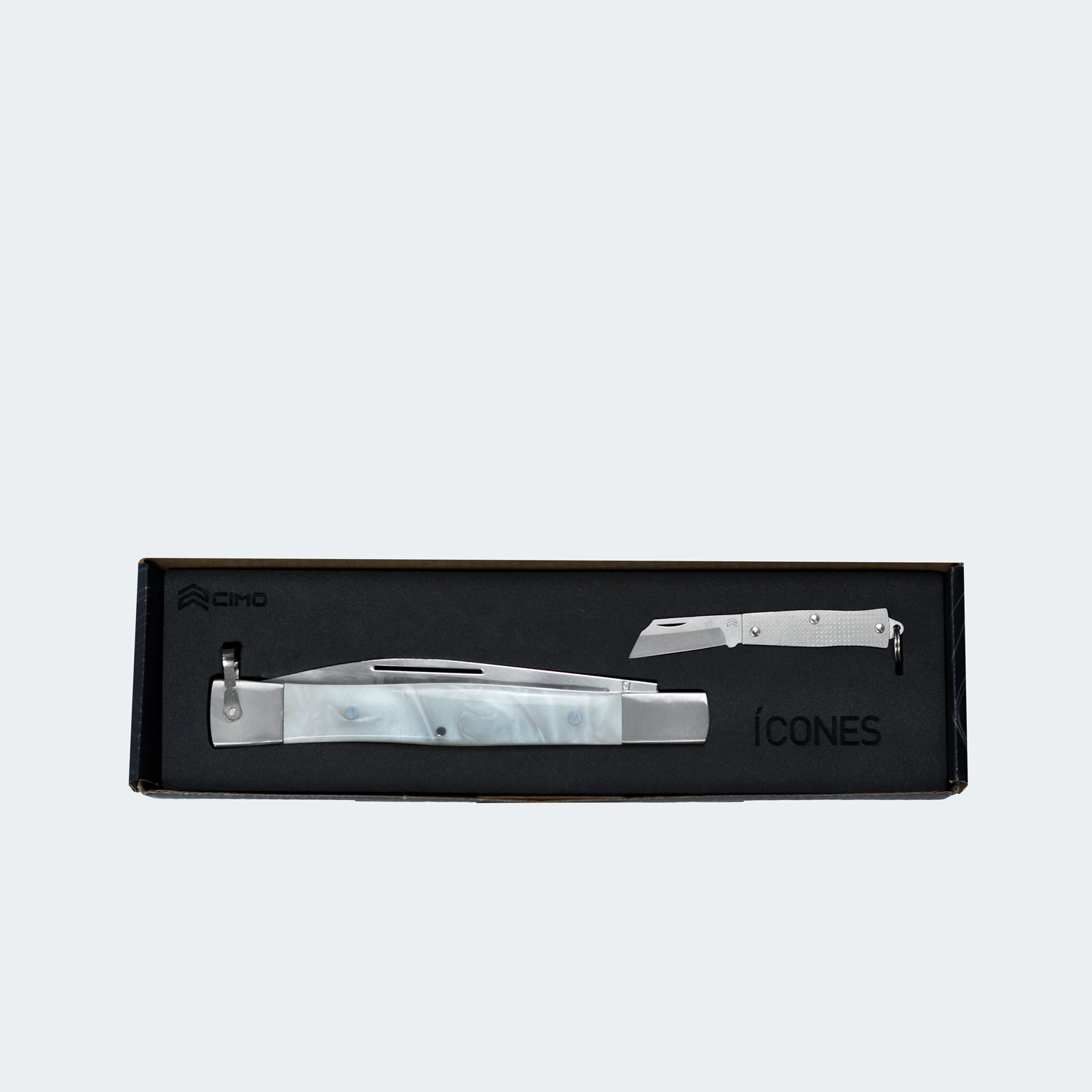 Special Edition Icons Cimo Pocket Knife 330/P Stainless Steel White Acrylic Handle + 220/7 Mini