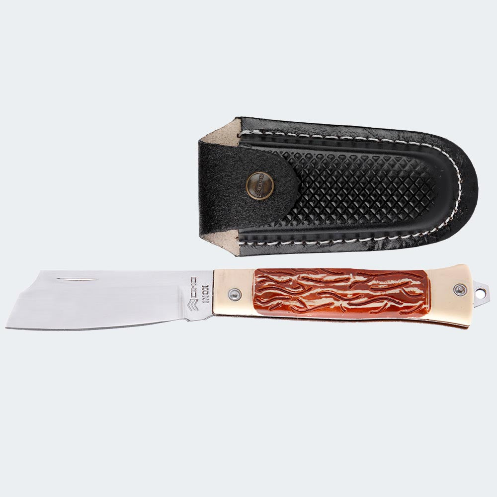 Cimo Stainless Steel Folding Knife Acetate Handle With Sheath - 55/3 I C/B