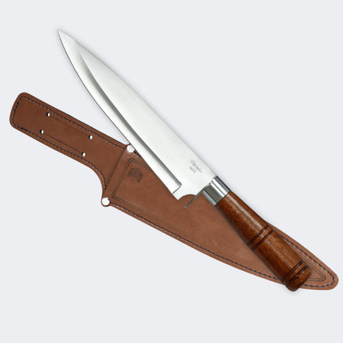 Cimo Stainless Steel Wood Handle Knife with Sheath - 2350/9 C/B