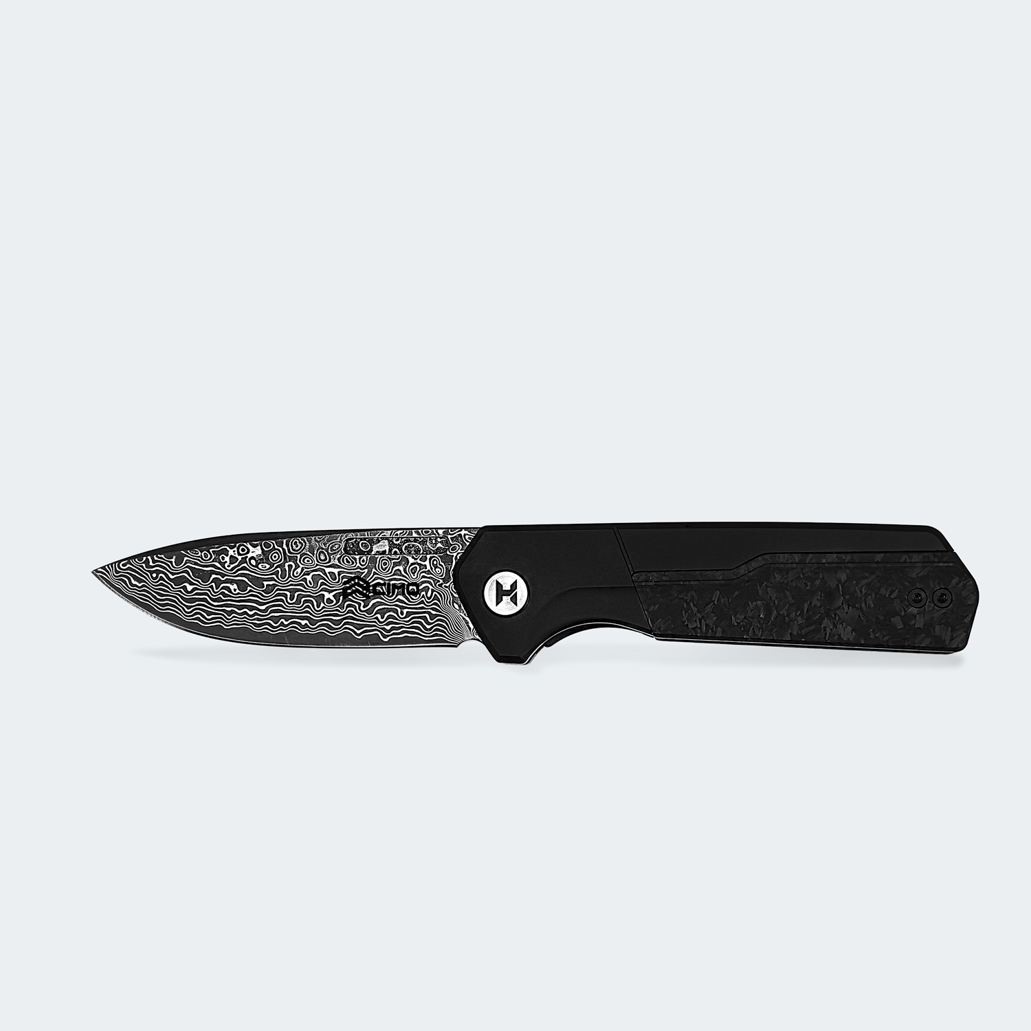 HydroStride Apex — Canivete  79mm Damascus + Titânio + Fibra de Carbono