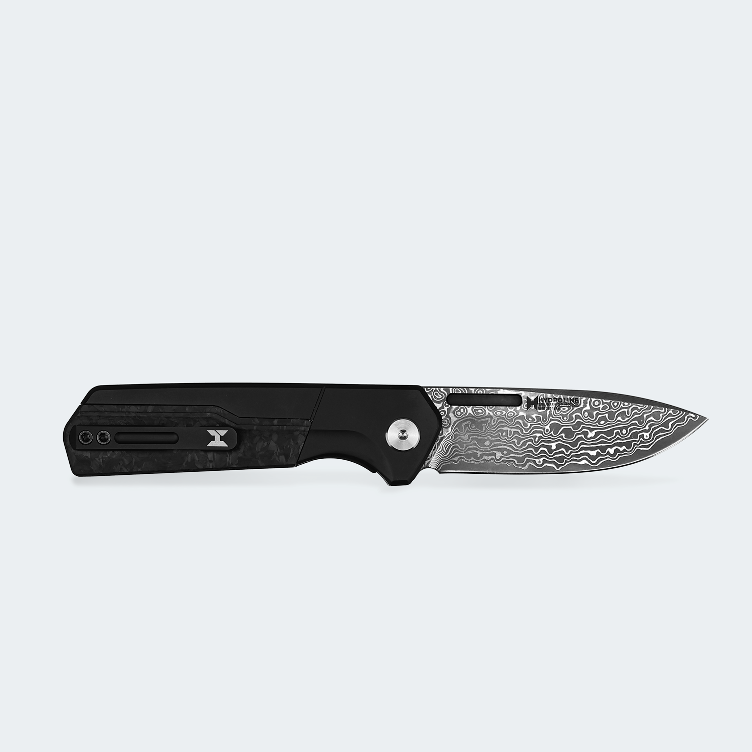 HydroStride Apex — Canivete  79mm Damascus + Titânio + Fibra de Carbono