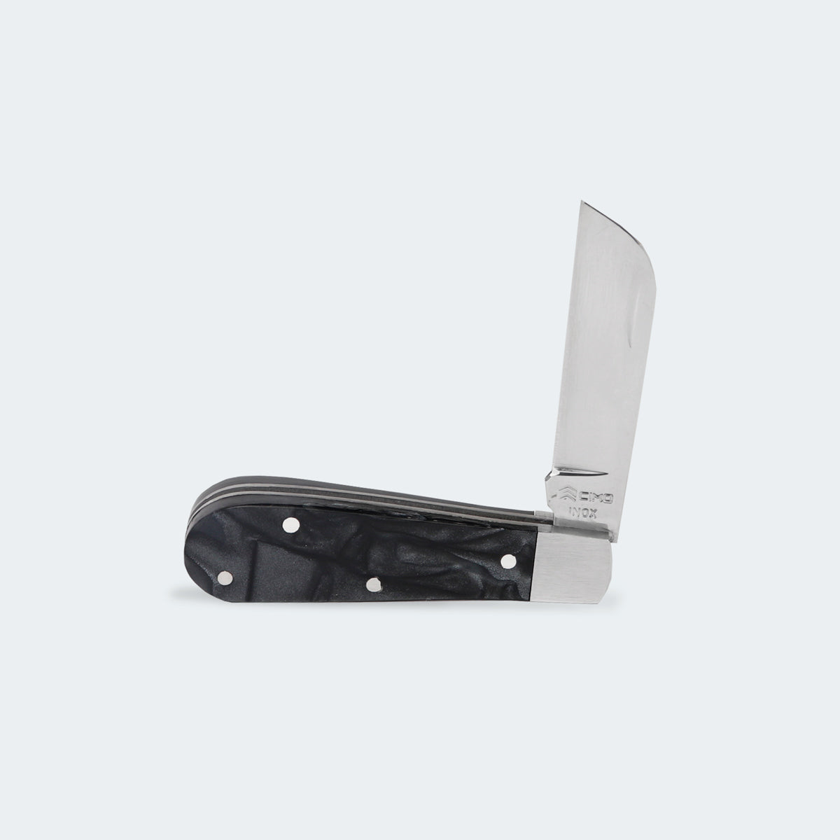 Cimo Stainless Steel Black Acrylic Handle Pocket Knife with Clip - 20/3 PT CLIP