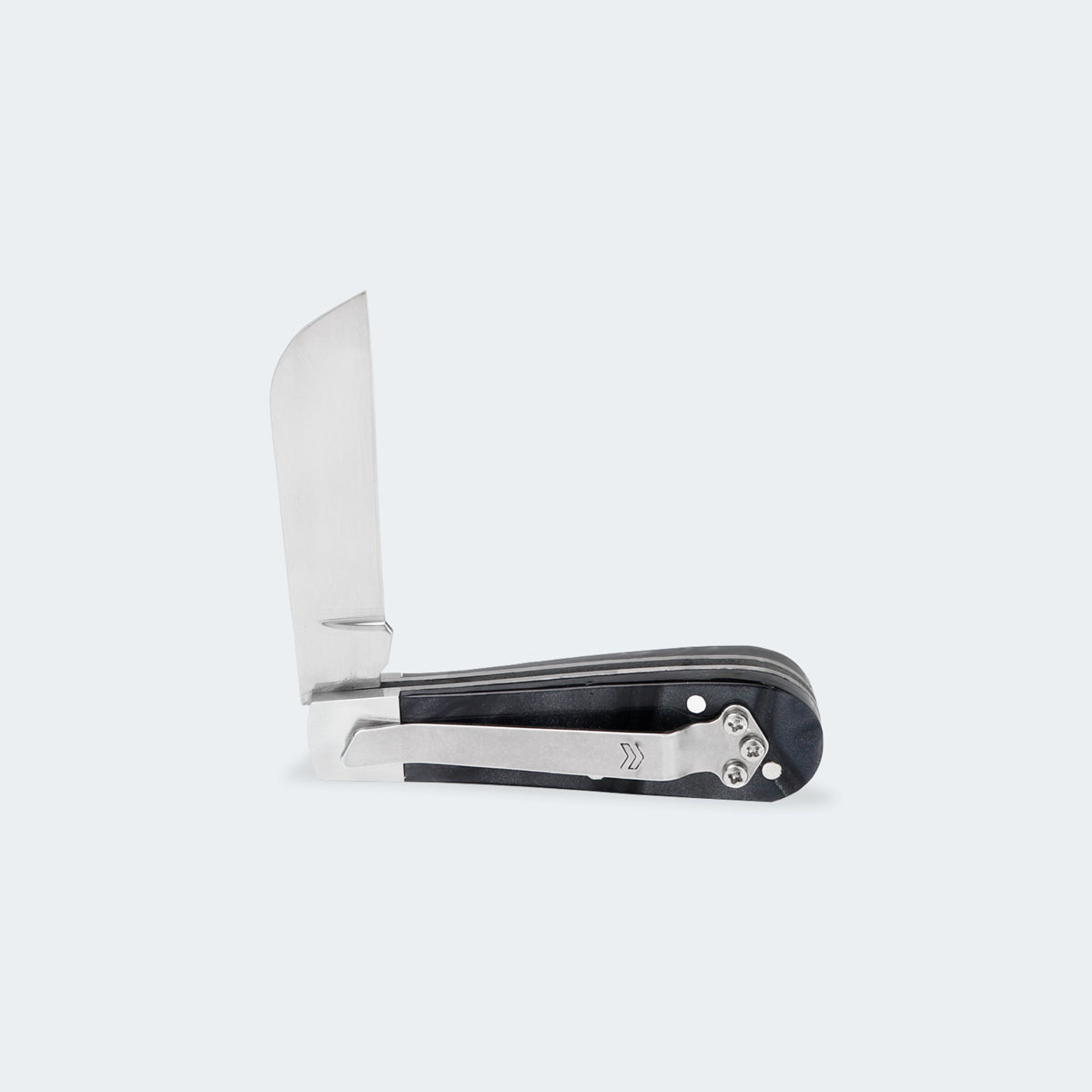 Cimo Stainless Steel Black Acrylic Handle Pocket Knife with Clip - 20/3 PT CLIP