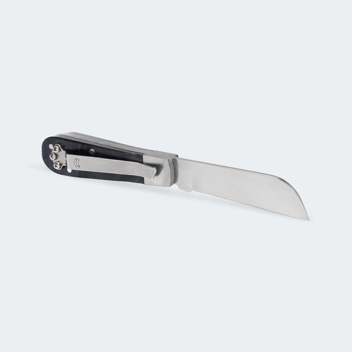 Cimo Stainless Steel Black Acrylic Handle Pocket Knife with Clip - 20/3 PT CLIP