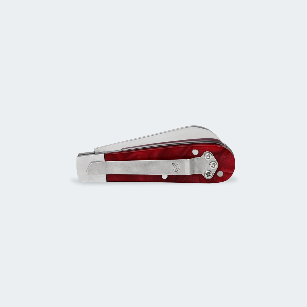 Cimo Stainless Steel Red Acrylic Handle Penknife with Clip - 20/3 VM CLIP