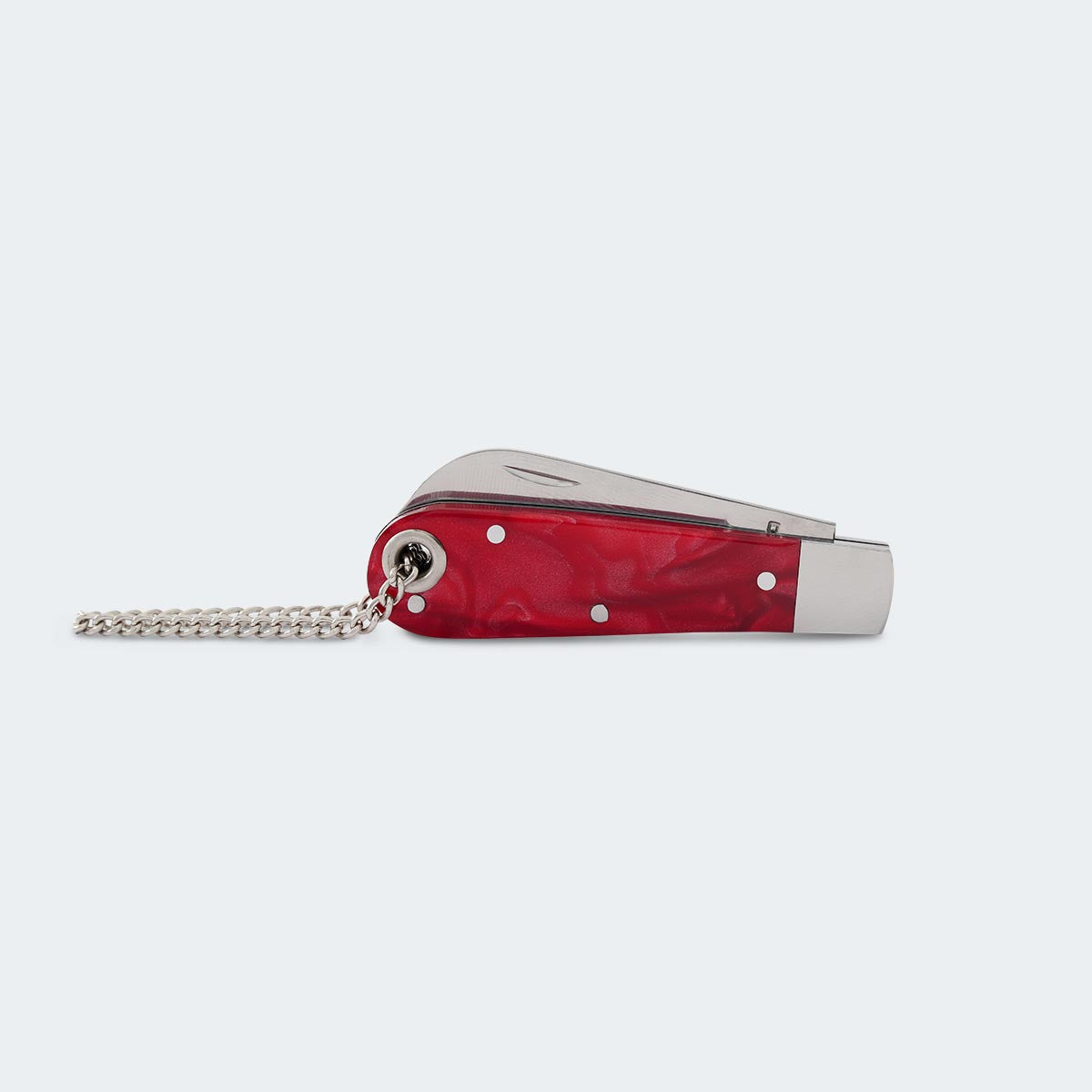 Cimo Stainless Steel Red Acrylic Handle Penknife with Chain and Sheath - 20/3 VM C/B