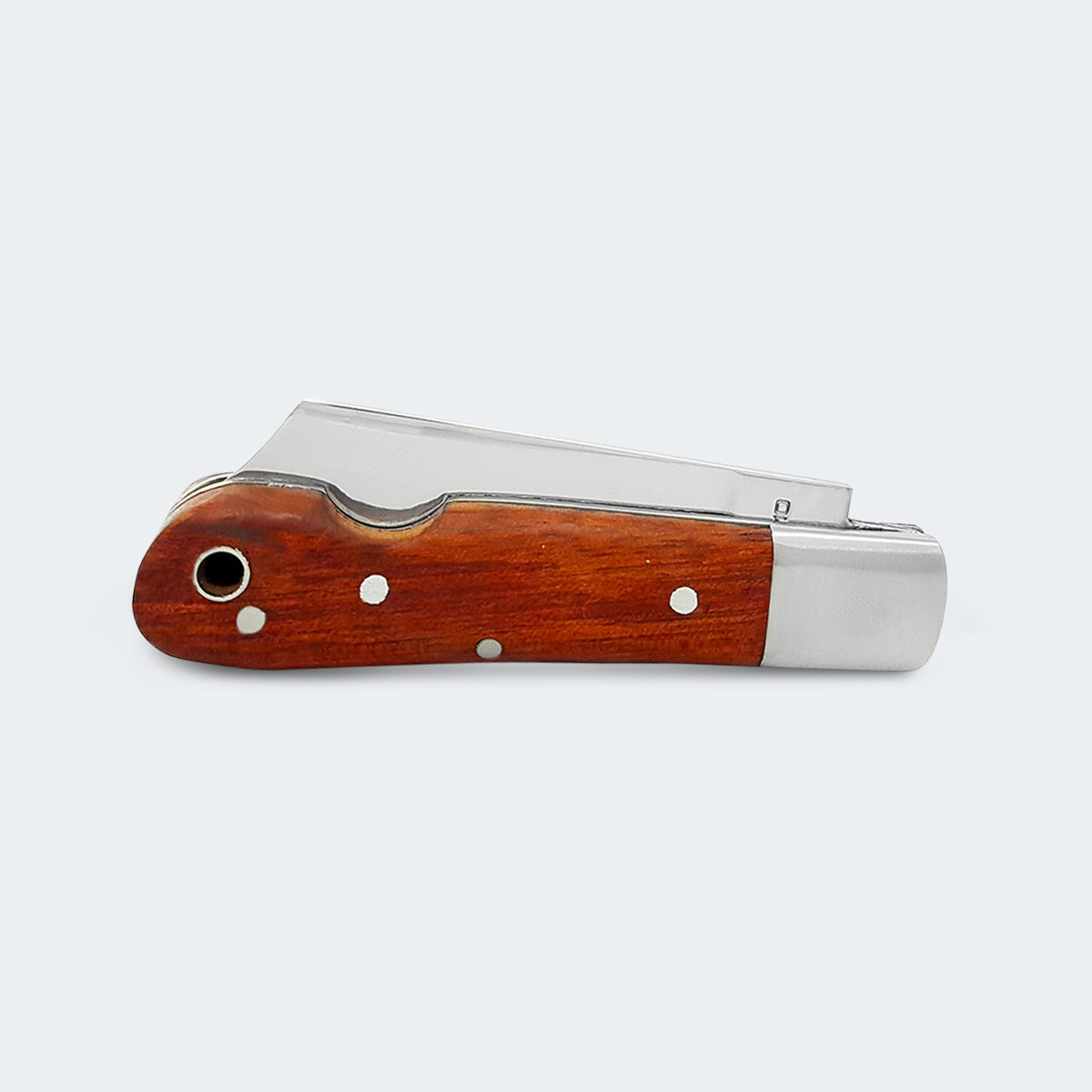 Cimo Stainless Steel Wood Handle Pocket Knife with Leather Cord and Sheath - 21/3 M C/B