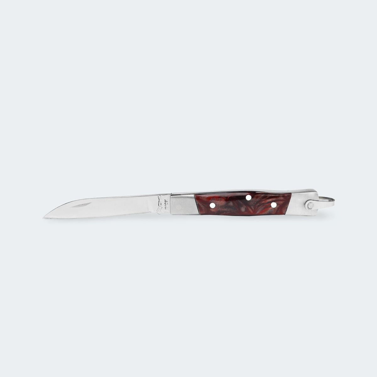Cimo Stainless Steel Pocket Knife with Brown Stainless Steel and Acrylic Handle with Sheath - 330/6 I MR C/B