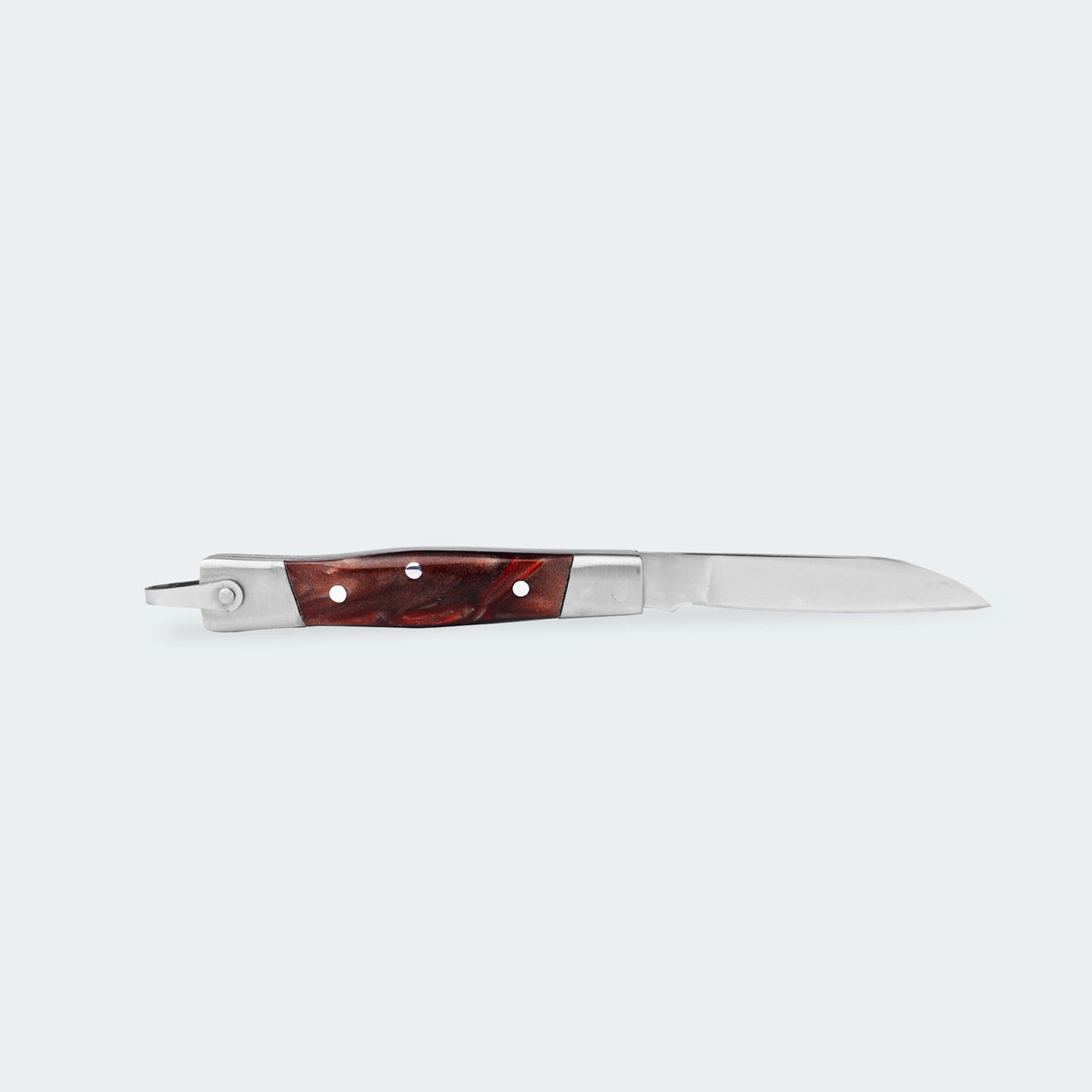 Cimo Stainless Steel Pocket Knife with Brown Stainless Steel and Acrylic Handle with Sheath - 330/6 I MR C/B