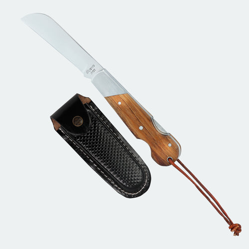 Cimo Stainless Steel Wood Handle Pocket Knife with Lock and Sheath - 450/7 SS C/B