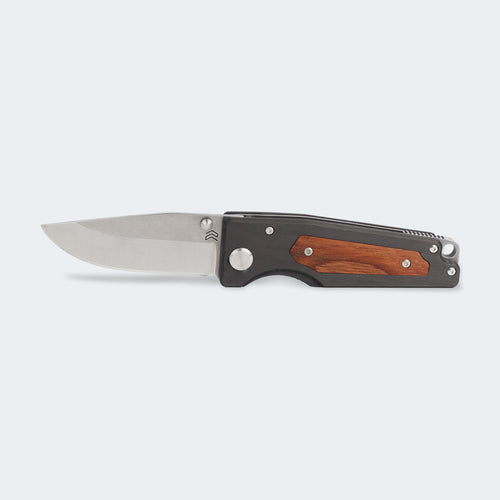 Cimo Colombo Stainless Steel Knife with Carbon Fiber and Wood Handle with Clip - CO278-FC