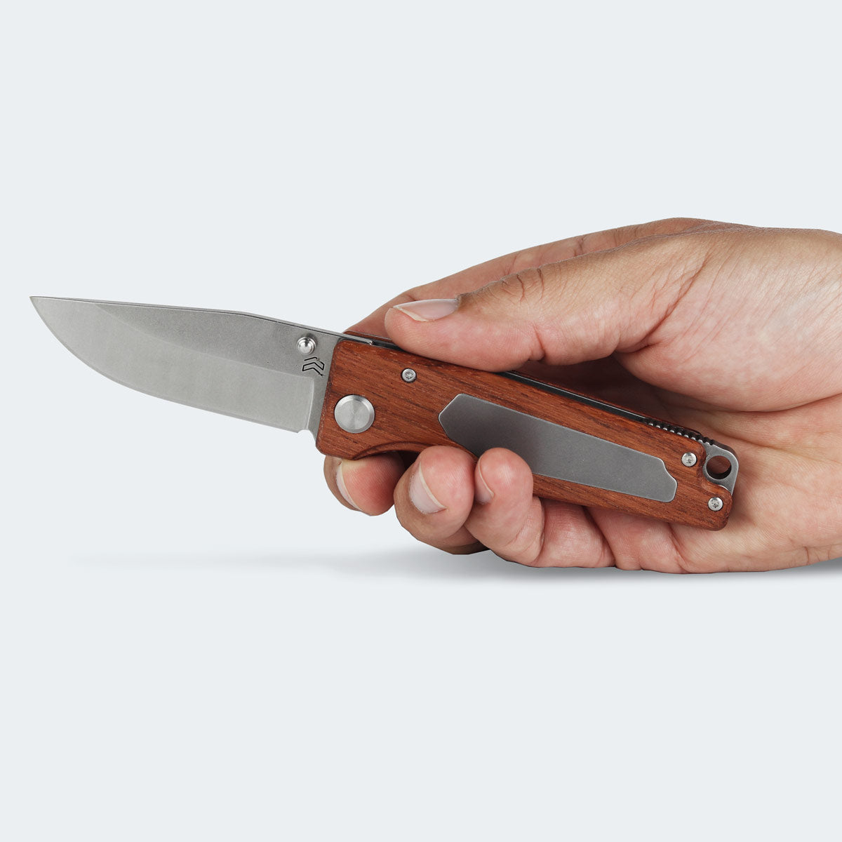Cimo Colombo Stainless Steel Knife with Wood Handle and Clip - CO178-MAD