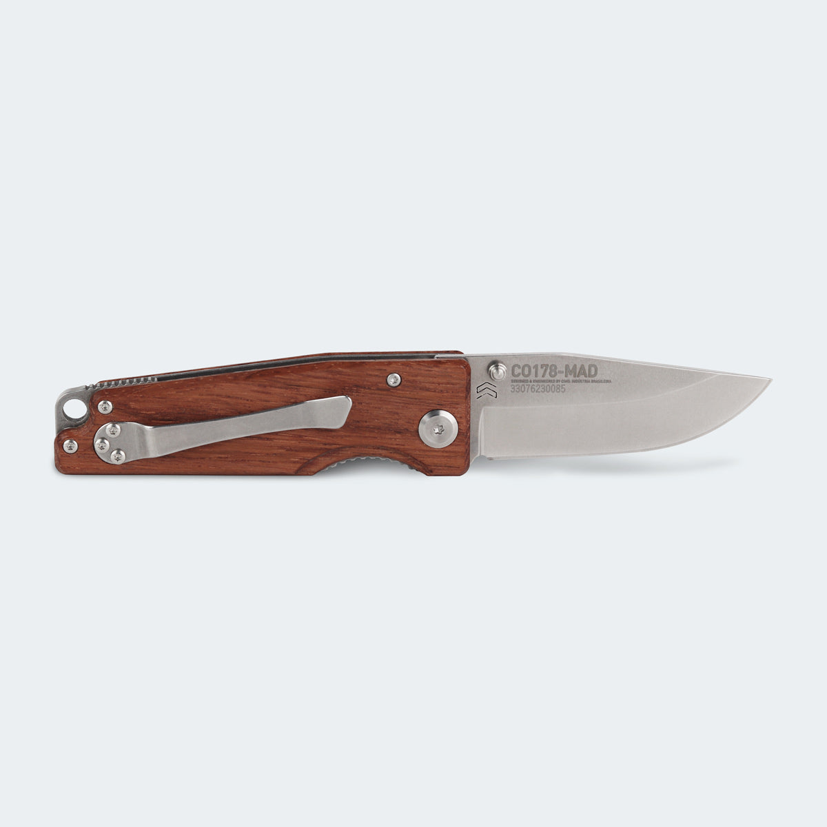 Cimo Colombo Stainless Steel Knife with Wood Handle and Clip - CO178-MAD