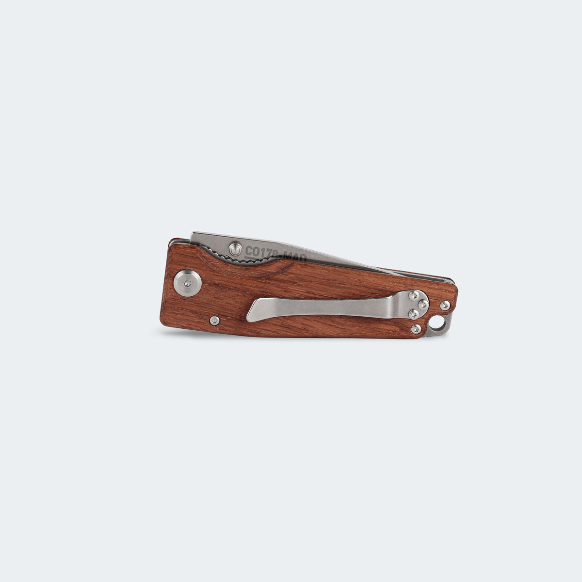 Cimo Colombo Stainless Steel Knife with Wood Handle and Clip - CO178-MAD