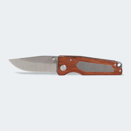 Cimo Colombo Stainless Steel Knife with Wood Handle and Clip - CO178-MAD