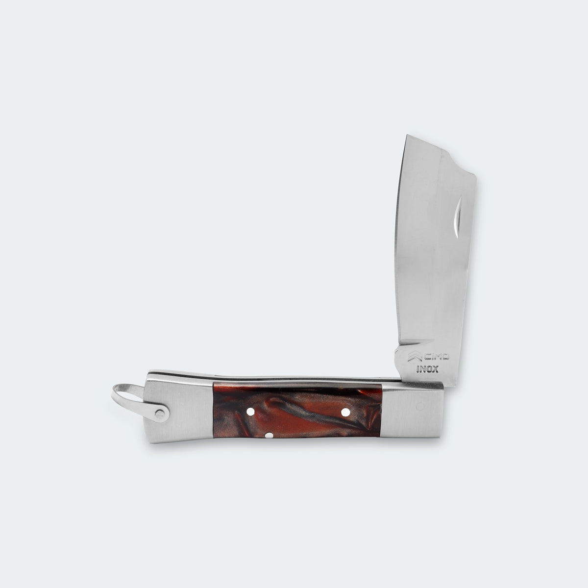 Cimo Stainless Steel Knife with Stainless Steel and Brown Acrylic Handle - 320/7 I MR