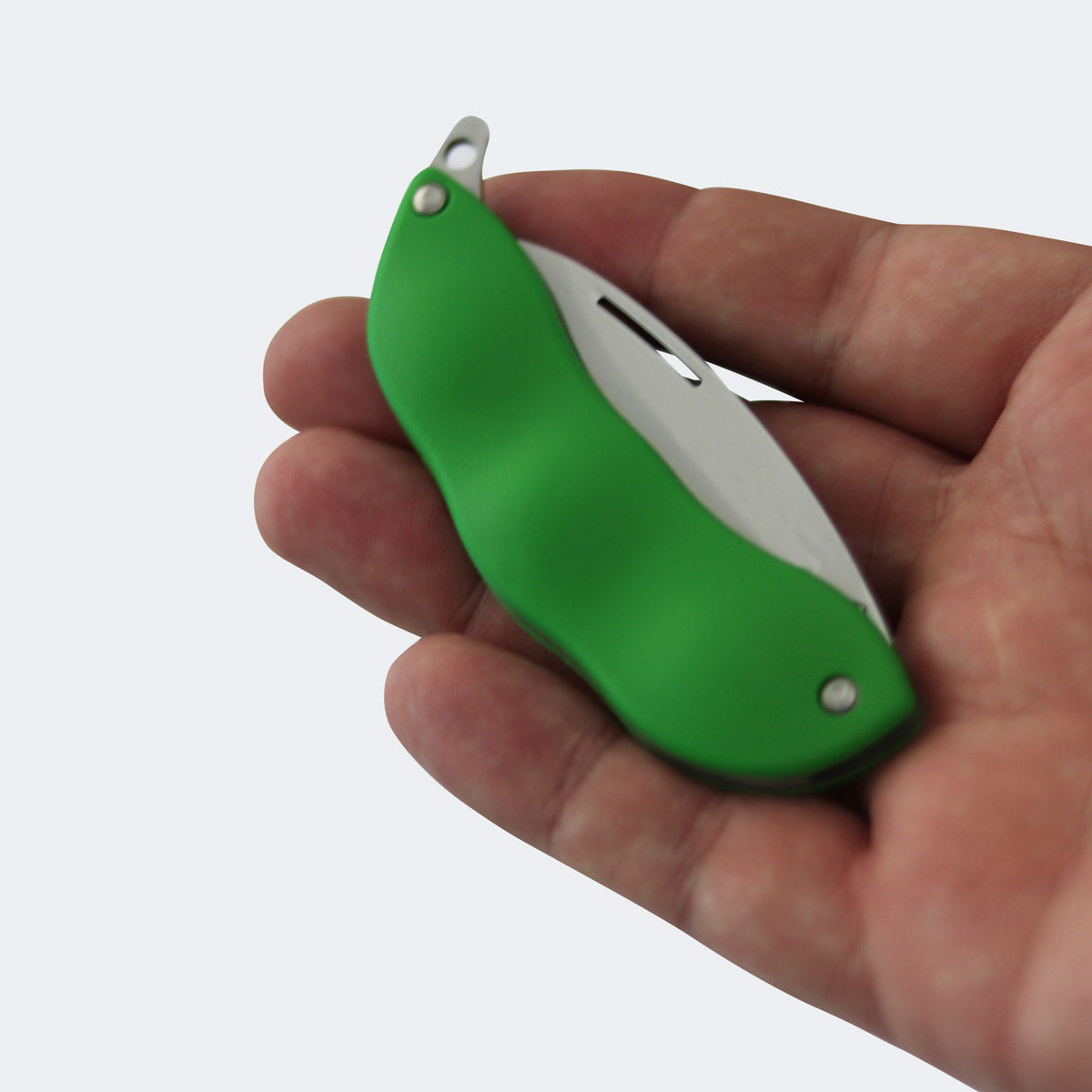 Cimo Bagha Soja Stainless Steel Folding Knife with Green ABS Handle and Brown Sheath - HP66V C/B