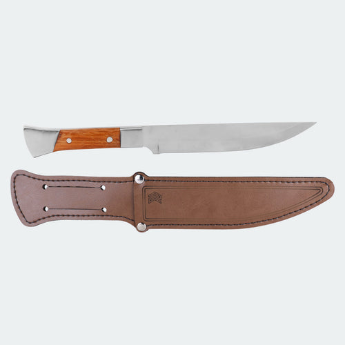 Cimo Stainless Steel Knife with Stainless Steel and Wood Handle with Sheath - 2450/6 C/B
