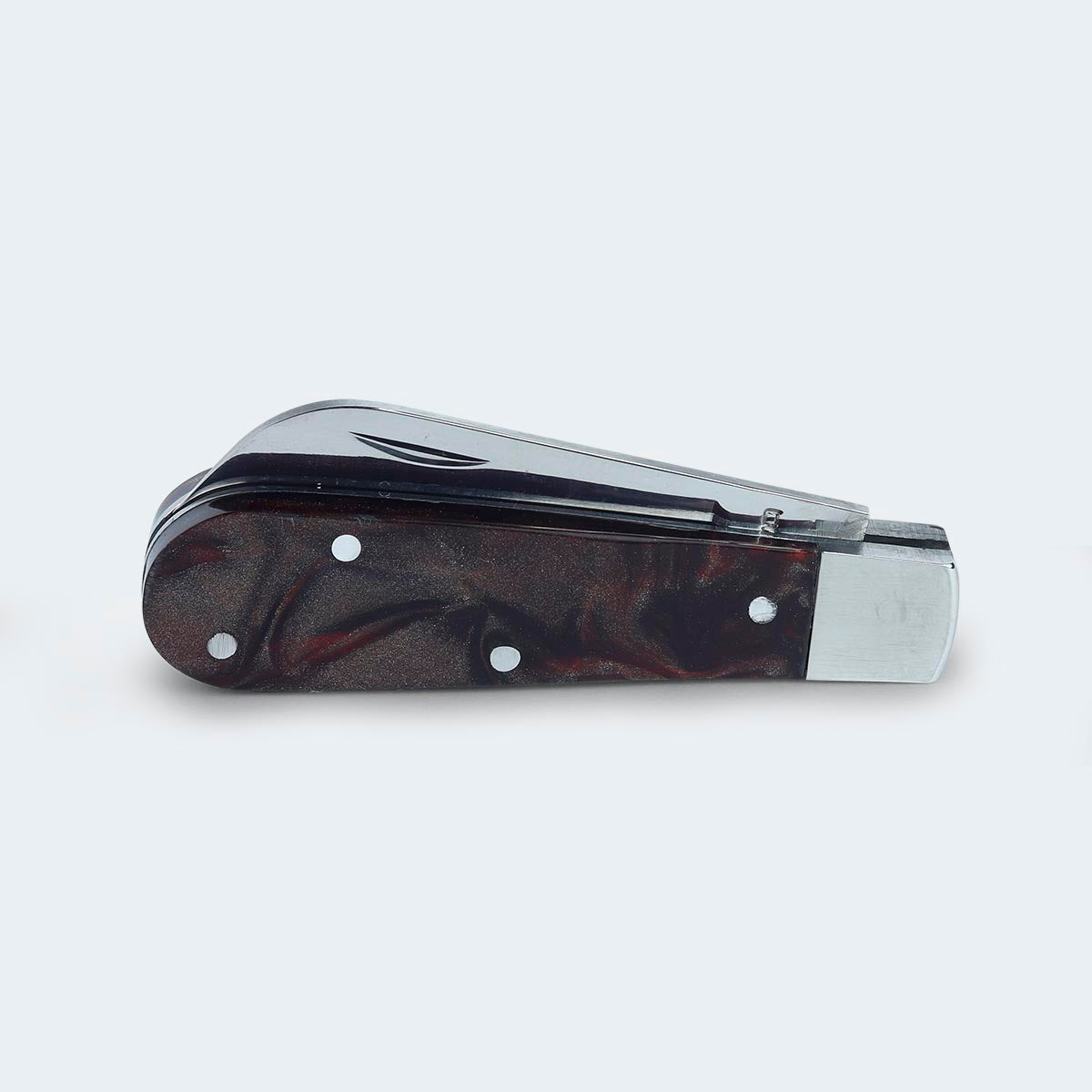 Cimo Stainless Steel Pocket Knife with Brown Acrylic Handle and Clip - 20/3 MR CLIP