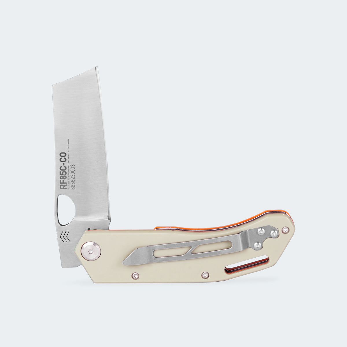 Cimo Cleaver Stainless Steel Pocket Knife Rigiflex Coyote Handle with Clip - RF85C-CO