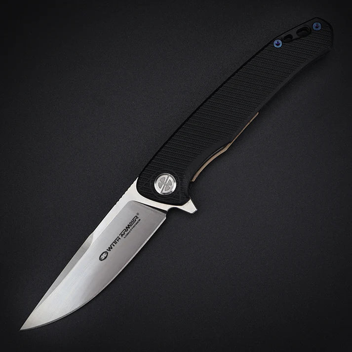 EDC Flint Black Knife With Armor – D2 Steel, Liner Lock, Black G10 Handle | Compact and Resistant