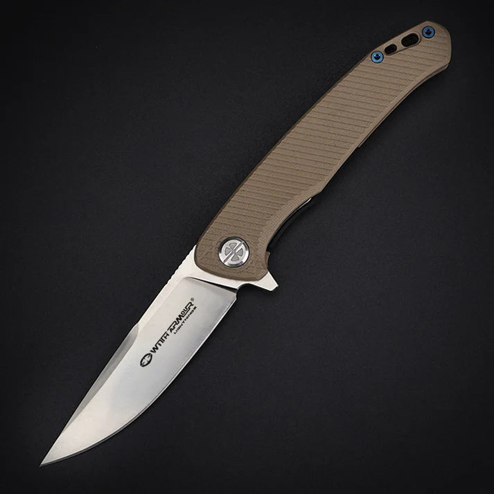 EDC Folding Knife Flint Desert With Armour – D2 Steel, Liner Lock, G10 Desert Handle | Outdoor & Survival