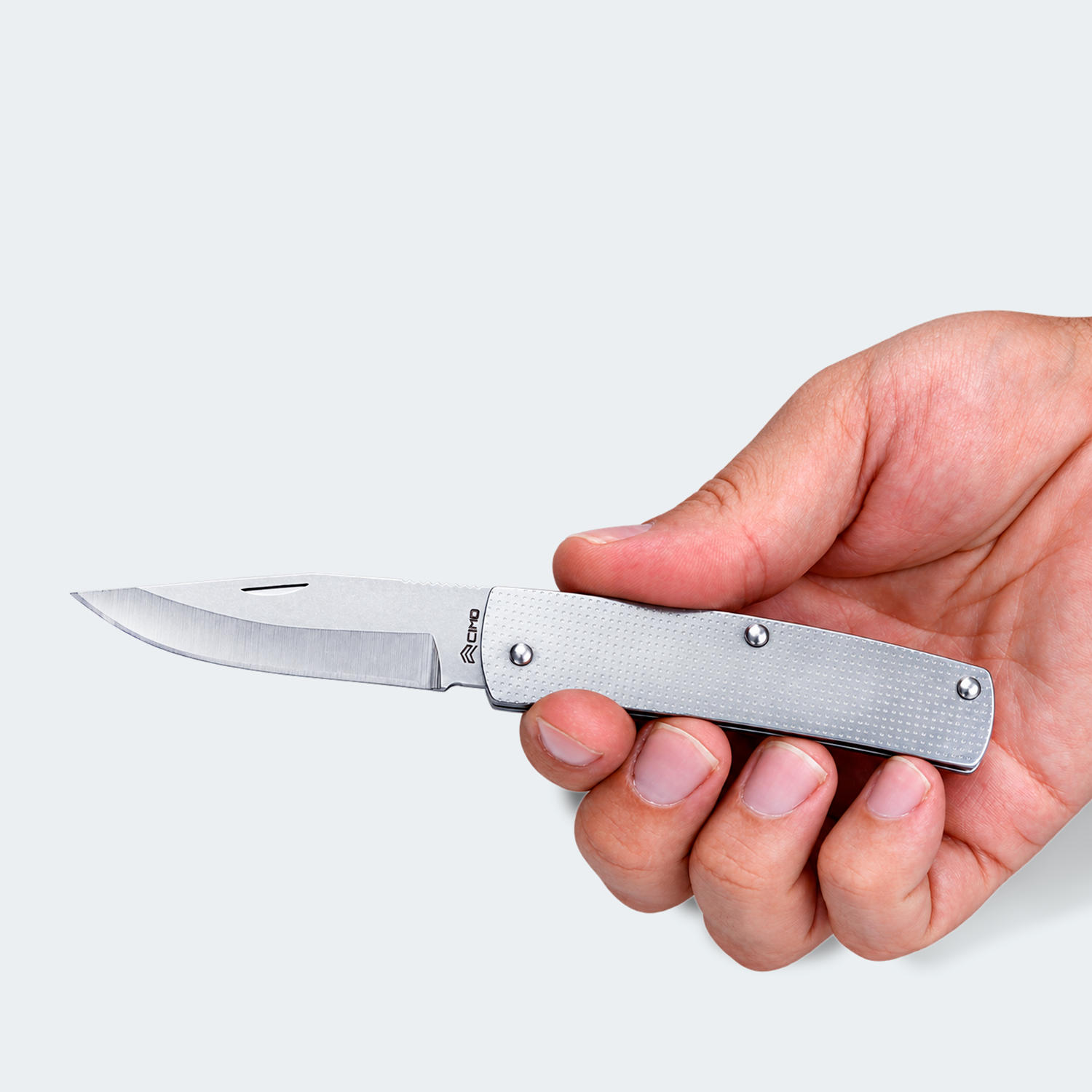 Cimo Stainless Steel Folding Knife with Stainless Steel Handle and Clip - 14/3 CLIP
