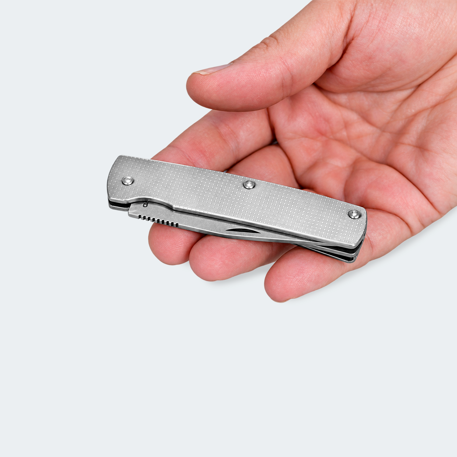 Cimo Stainless Steel Folding Knife with Stainless Steel Handle and Clip - 14/3 CLIP