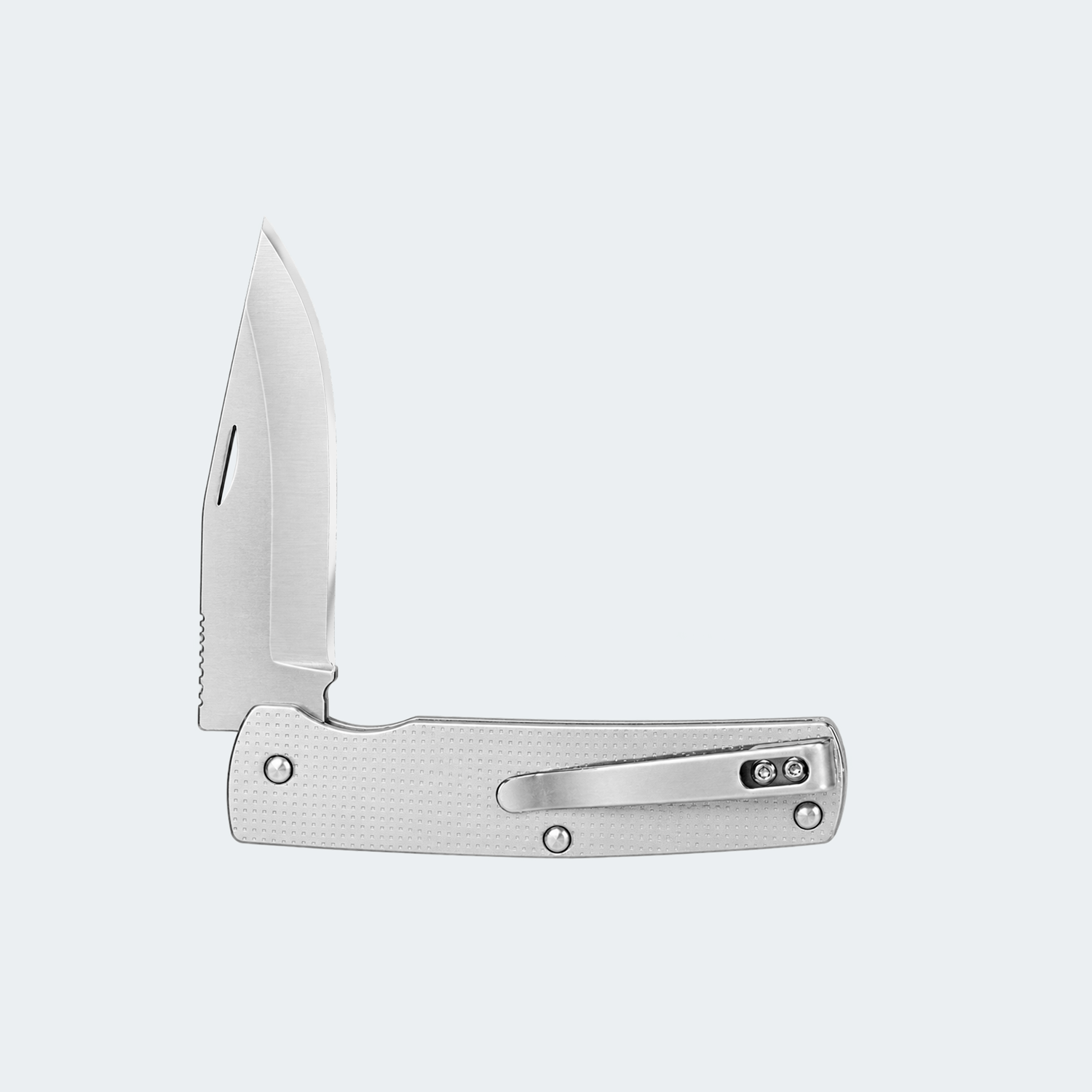 Cimo Stainless Steel Folding Knife with Stainless Steel Handle and Clip - 14/3 CLIP