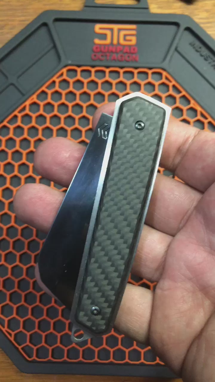 Cimo Razor Black Titanium Carbon Fiber Handle Pocket Knife with Clip - NV59CLIP-FC-BTI