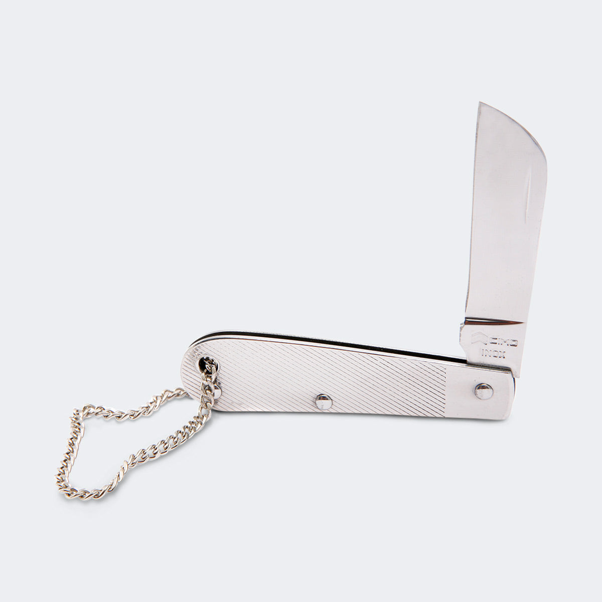 Cimo Stainless Steel Pocket Knife with Stainless Steel Handle, Chain, and Sheath - 13/3 C/B