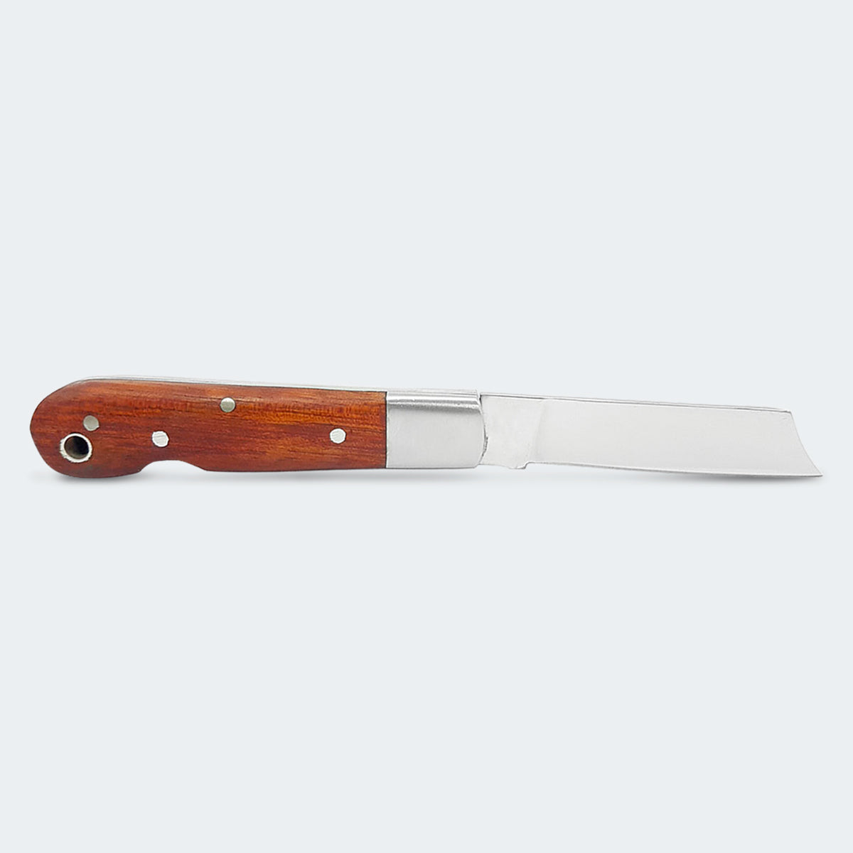 Cimo Stainless Steel Pocket Knife with Wooden Handle and Leather Lanyard - 21/3 MAD