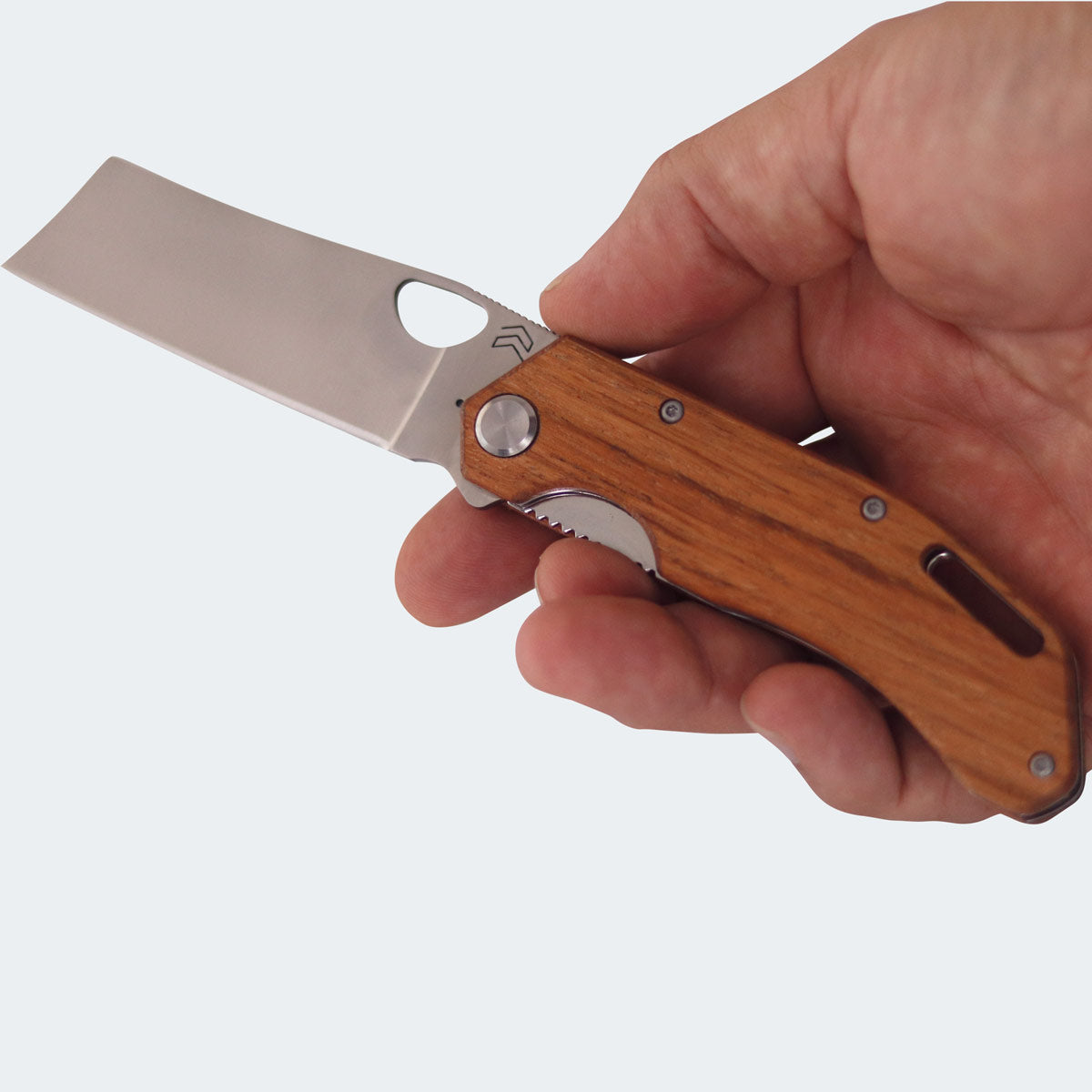 Cimo Brown Horse Cleaver Stainless Steel Wood Handle Knife with Clip - BH85C