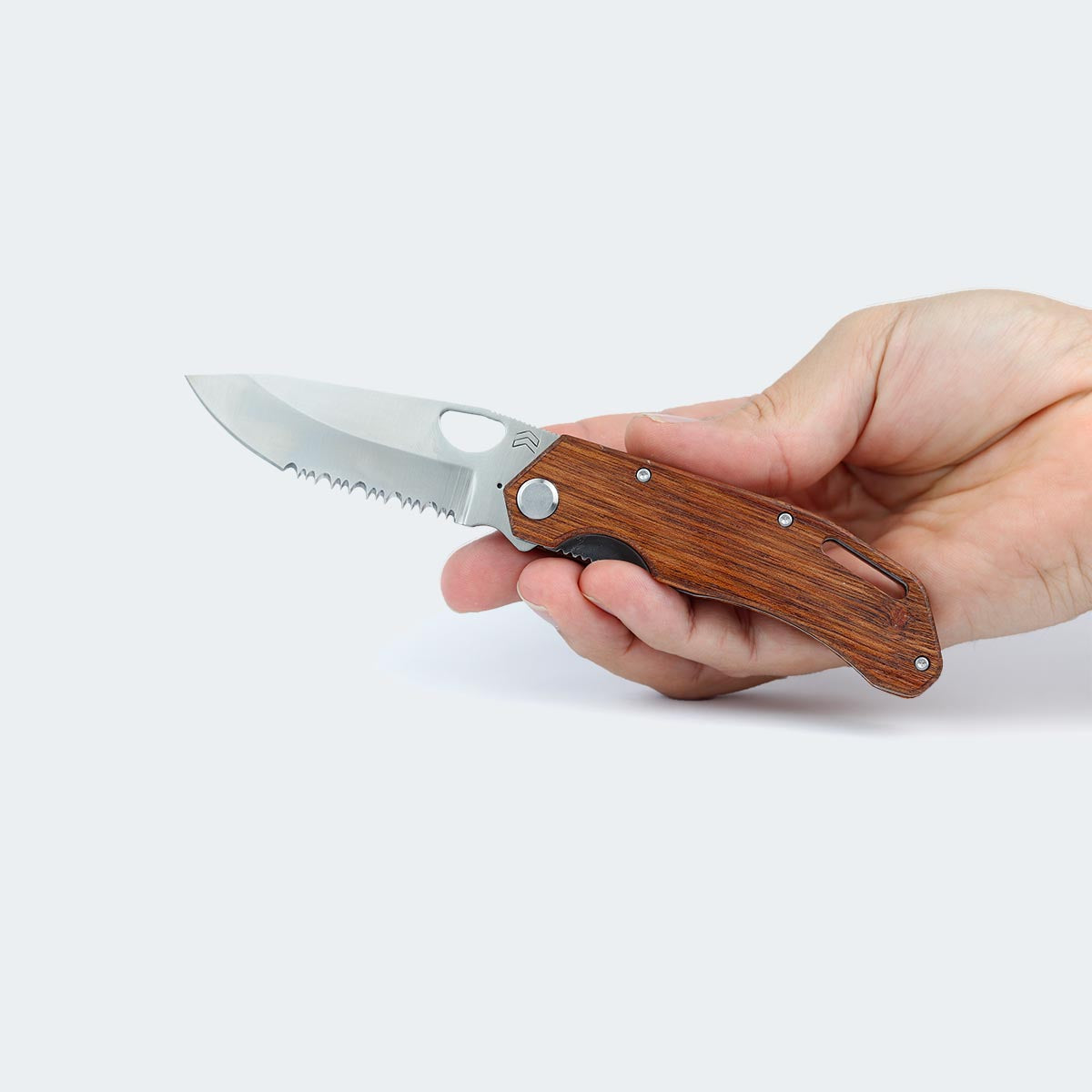 Cimo Brown Horse Roping Pocket Knife with Wooden Handle and Clip - BH85R