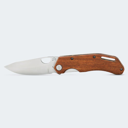 Cimo Brown Horse Stainless Steel Pocket Knife with Wood Handle and Clip - BH85