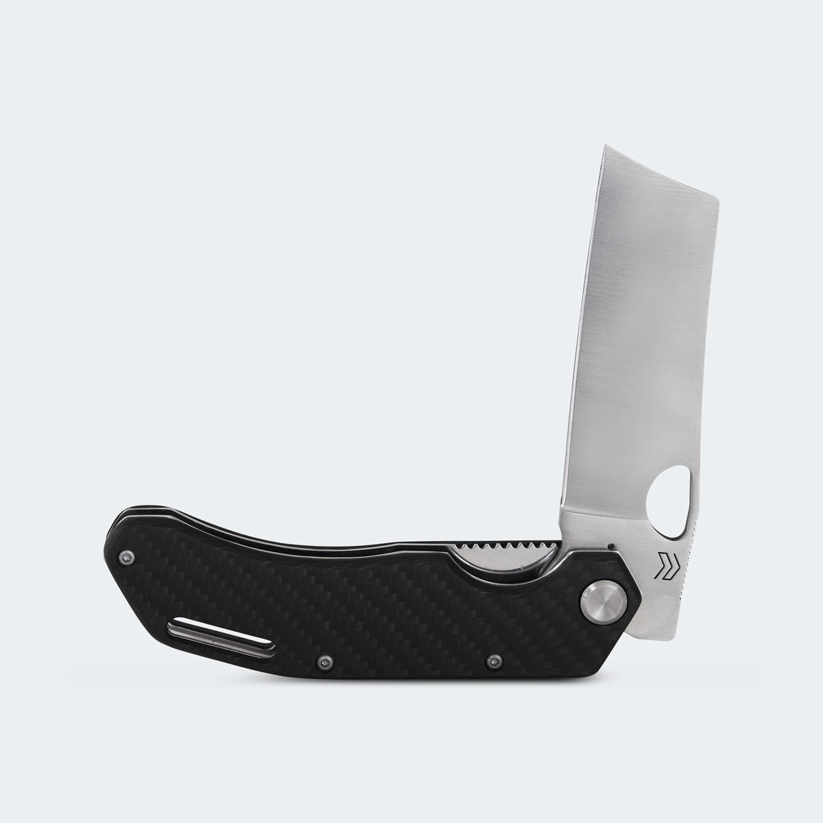 Cimo Eclipse Cleaver Stainless Steel Carbon Fiber Handle Pocket Knife with Clip - EC85C