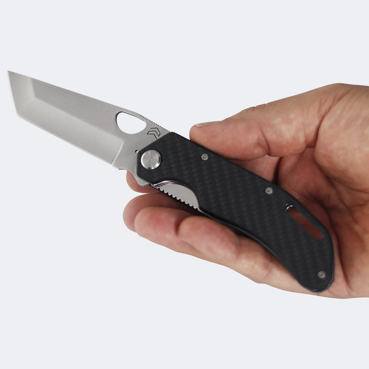 Cimo Eclipse Tanto Stainless Steel Knife with Carbon Fiber Handle and Clip - EC85T