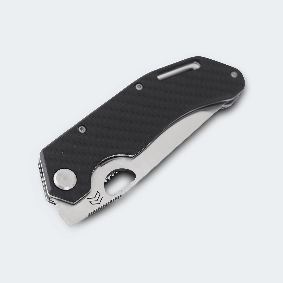 Cimo Eclipse Tanto Stainless Steel Knife with Carbon Fiber Handle and Clip - EC85T