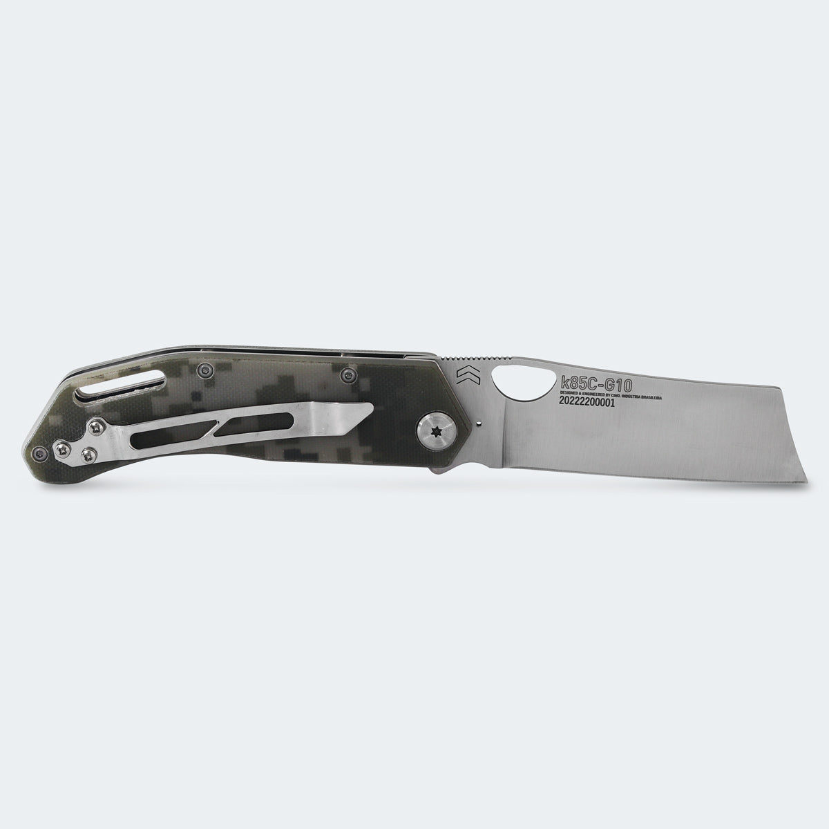 Cimo Komodo Cleaver Stainless Steel G10 Handle Pocket Knife with Clip - K85C-G10