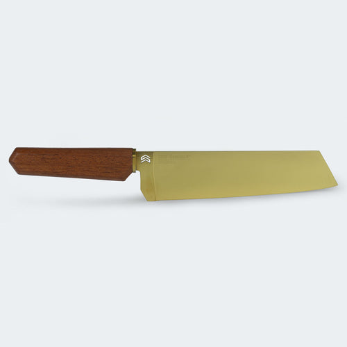 Cimo Oiti Santoku Knife 8” Gold Titanium Wood Handle with Case - 3003/8-GTI E