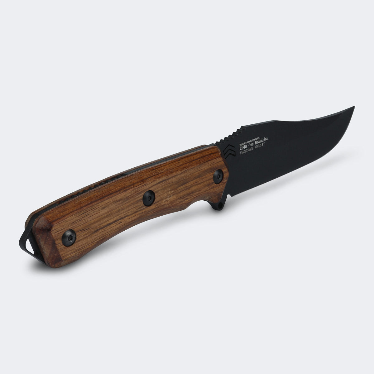 Cimo Ax Cosme 5" Black Carbon Knife with Wooden Handle and Sheath - 4042/5 MAD-PT