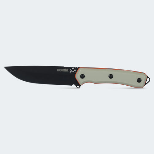 Cimo Ax Borba Carbon 5” Black Rigiflex Coyote Handle Knife with Sheath - 4041/5 RFCO-PT