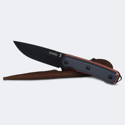 Cimo Ax Borba Carbon 5” Black Cyber Rigiflex Handle Knife with Sheath - 4041/5 RFCY-PT